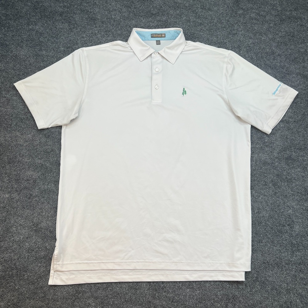 Peter Millar Polo Shirt Mens L Summer Comfort Whispering Pines Logo White